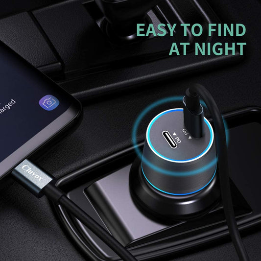 Dual USB C Car Charger, 40W Fast Charging for Samsung Galaxy A55 5G/A54/A53/A50/A35/A33/A25/A23/A15/A14/A13/A71/A03S/S25/S24/S23/S22 Fe Rapid Cigarette USB Automobile Charger with 3FT Type C Cord