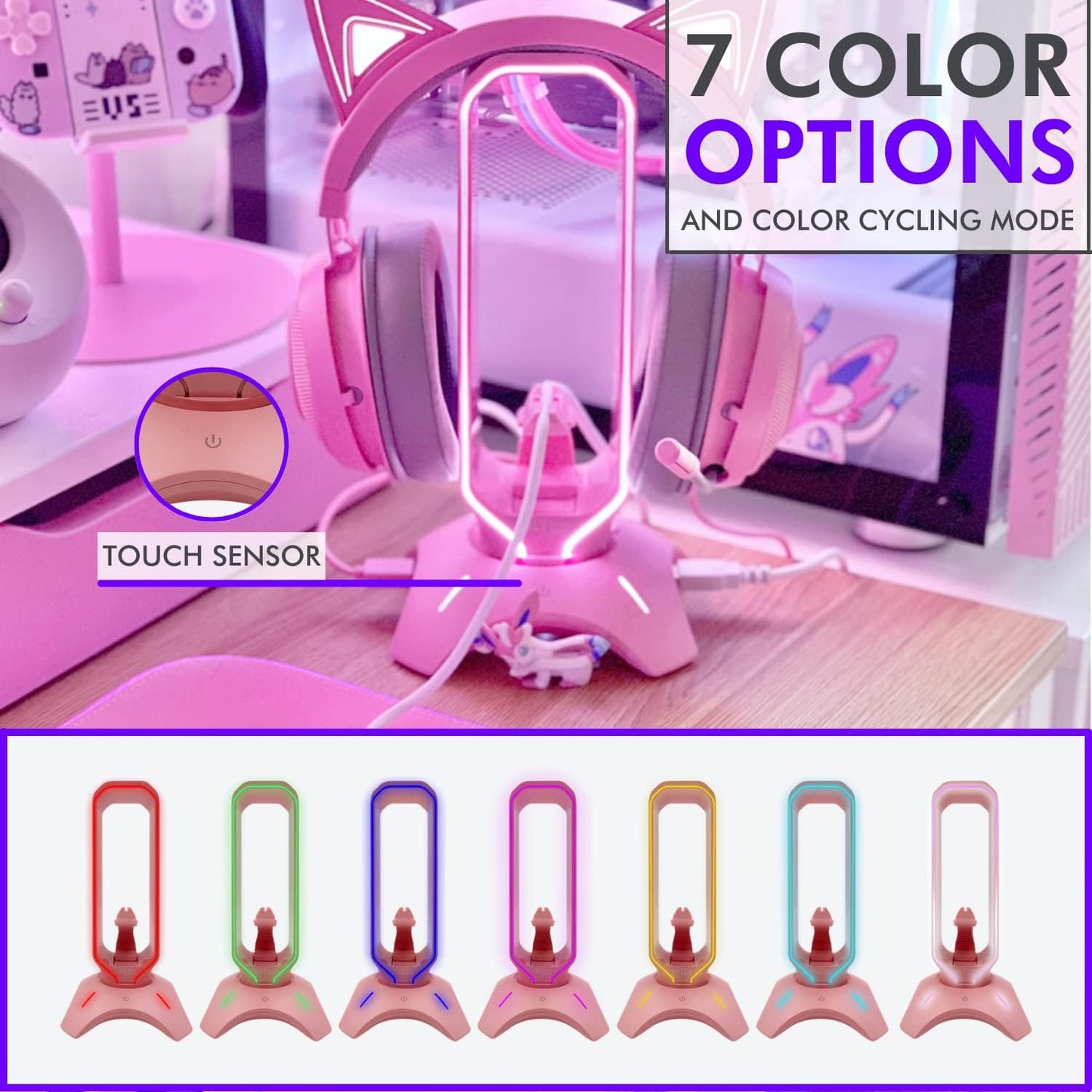 Pink RGB Headset Stand