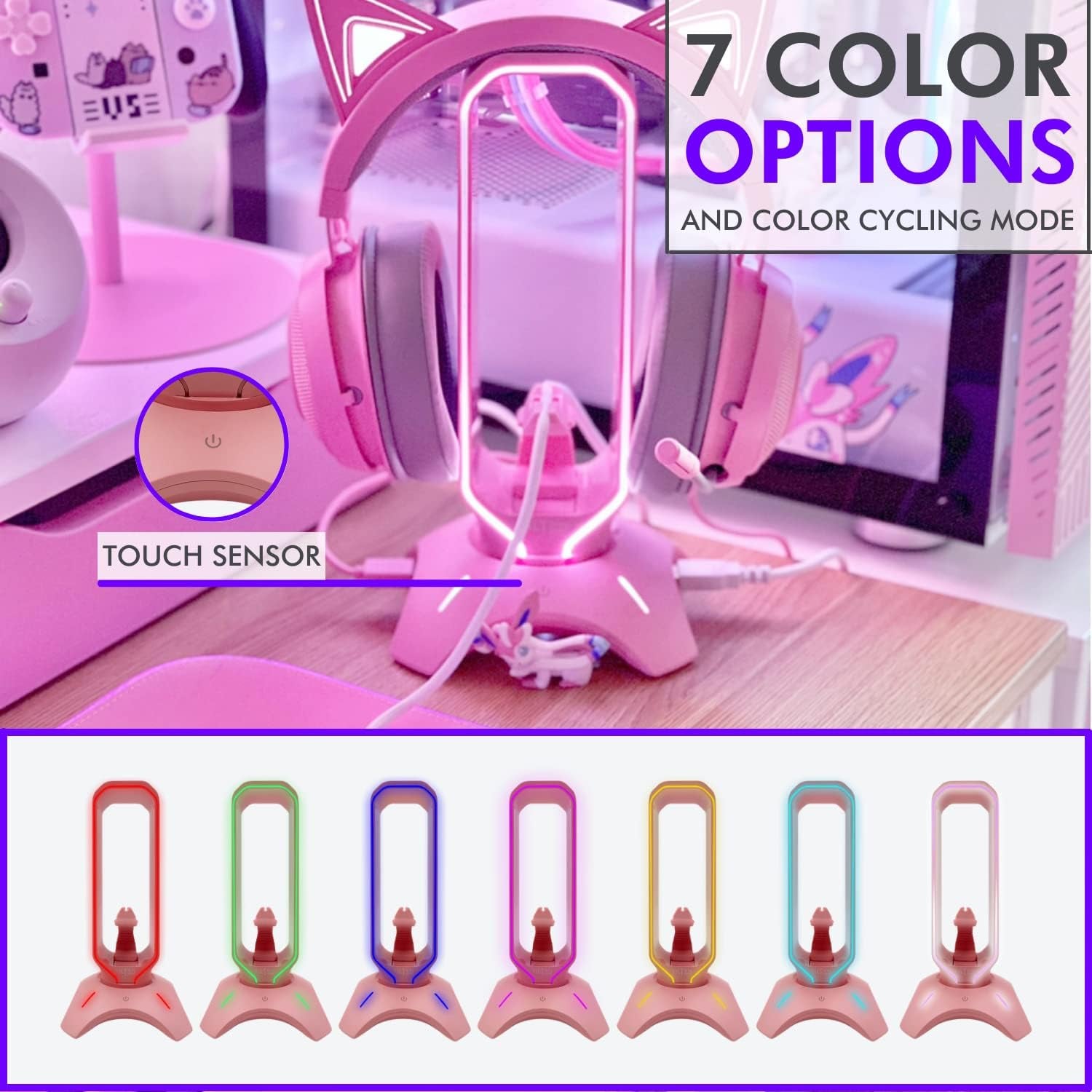 Pink RGB Headset Stand