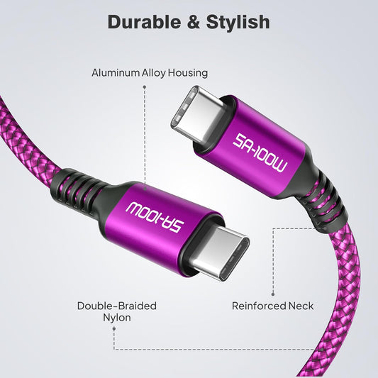 Iphone 16 Pro Max Charging Cable 3.3/6.6/10FT 3Pack,100W USB C to USBC Charger Cord for Car Iphone 16 15 Plus,Macbook Mac,Airpods 4,Ipad Air 5 Mini 6,Samsung Galaxy S25 S24 S23 Ultra Type C