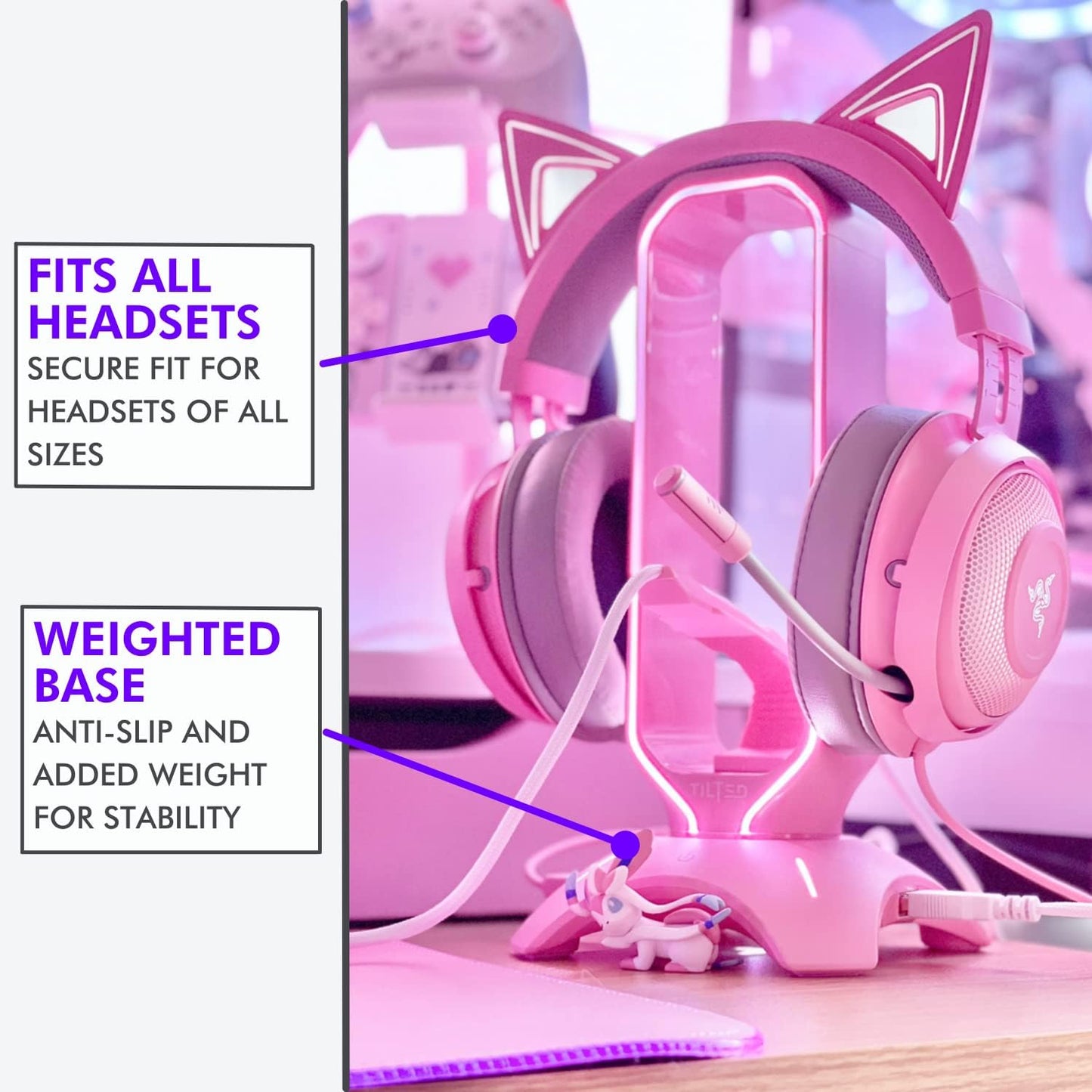 Pink RGB Headset Stand