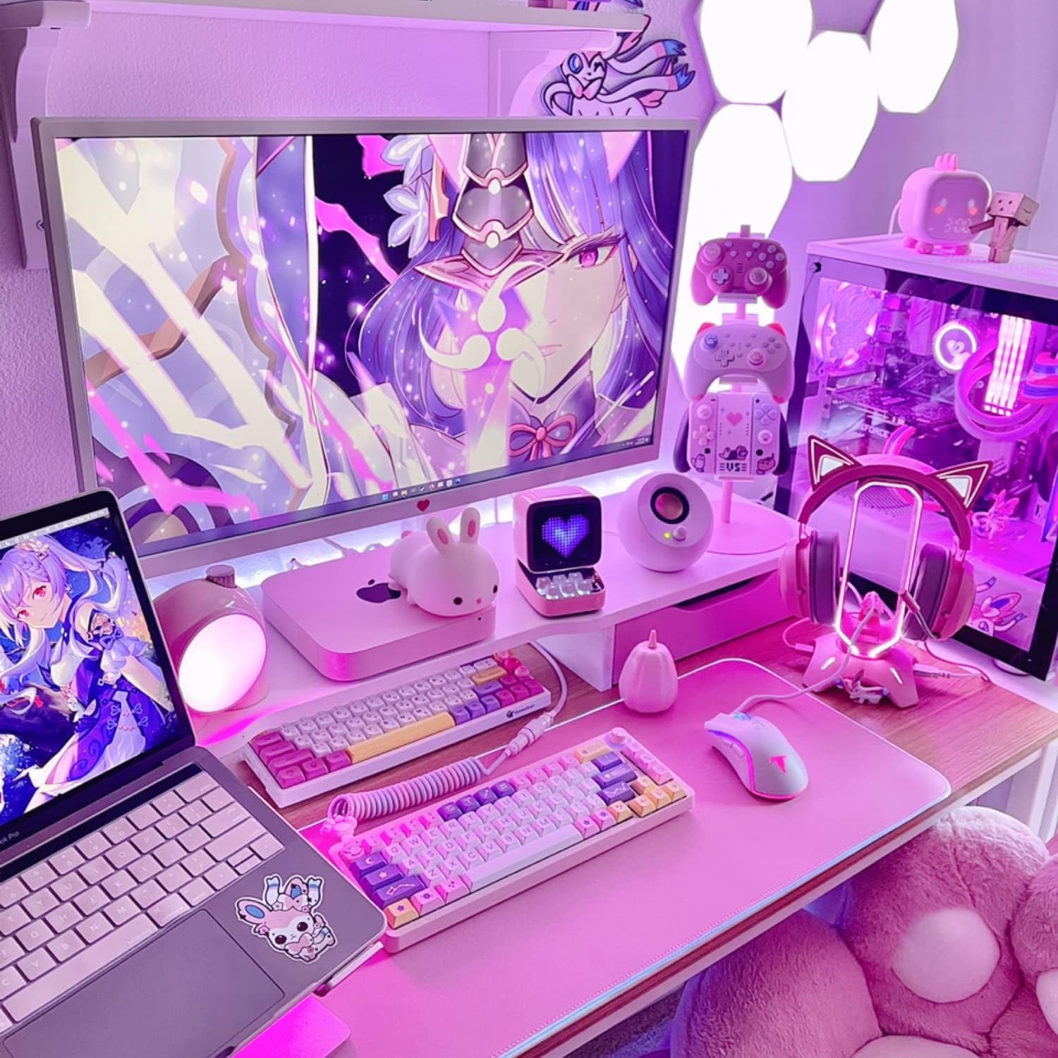 Pink RGB Headset Stand