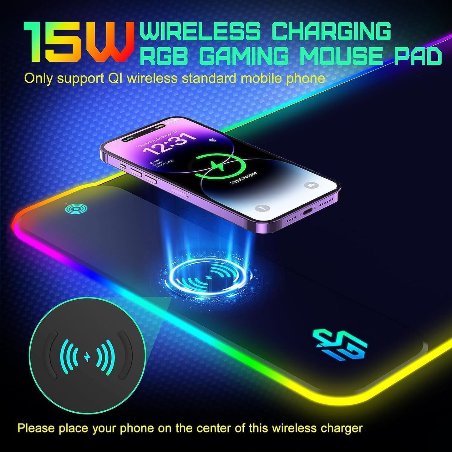 RGB Wireless Charging Gaming Mouse Pad