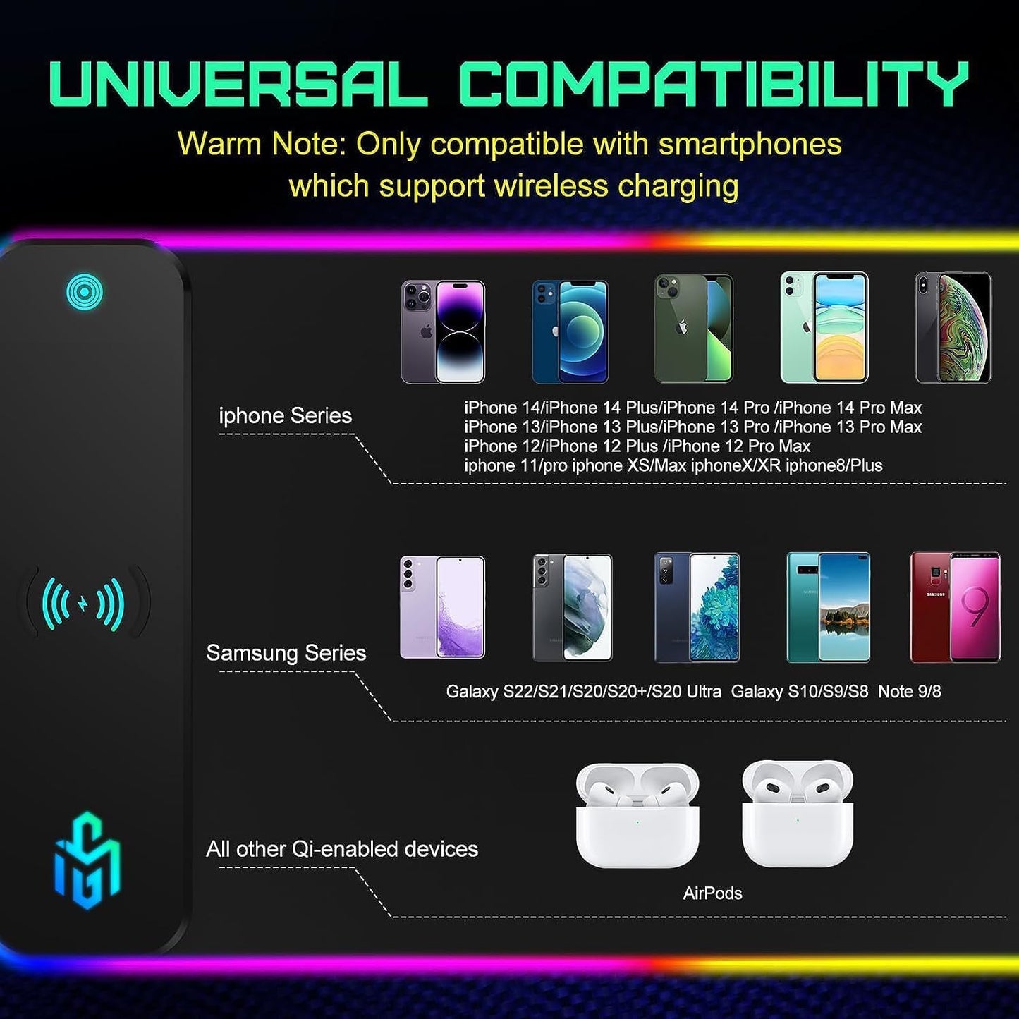 RGB Wireless Charging Gaming Mouse Pad